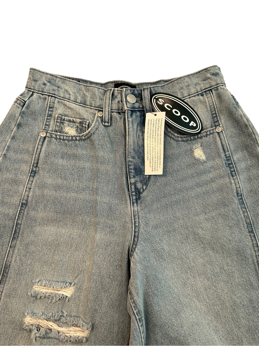 Scoop Baggy Barrel Seamed Light Wash Distressed Wide Leg Women’s Jeans 0 NWT - Picture 4 of 14